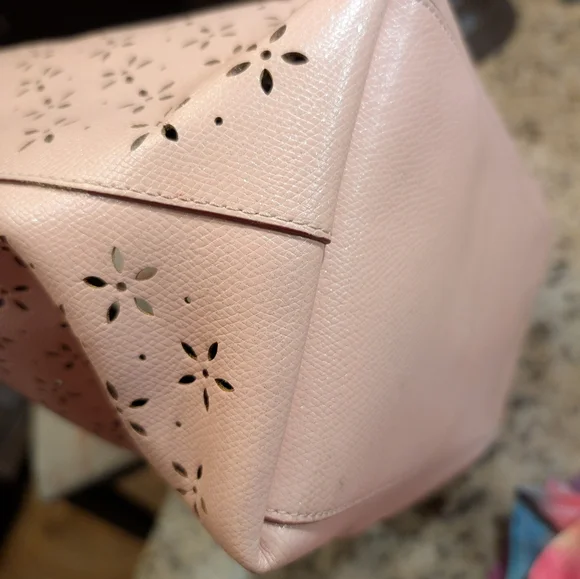 Coach sparkly Light Pink Laser Cut Floral Cutout City Tote and Wallet - Picture 12 of 14